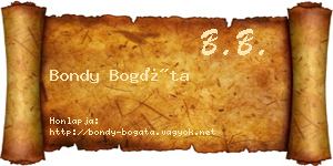 Bondy Bogáta névjegykártya